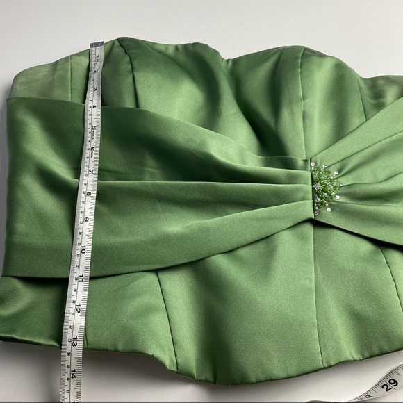 Alfred Angelo formal satin dress clover color 2 piece strapless - Picture 7 of 14
